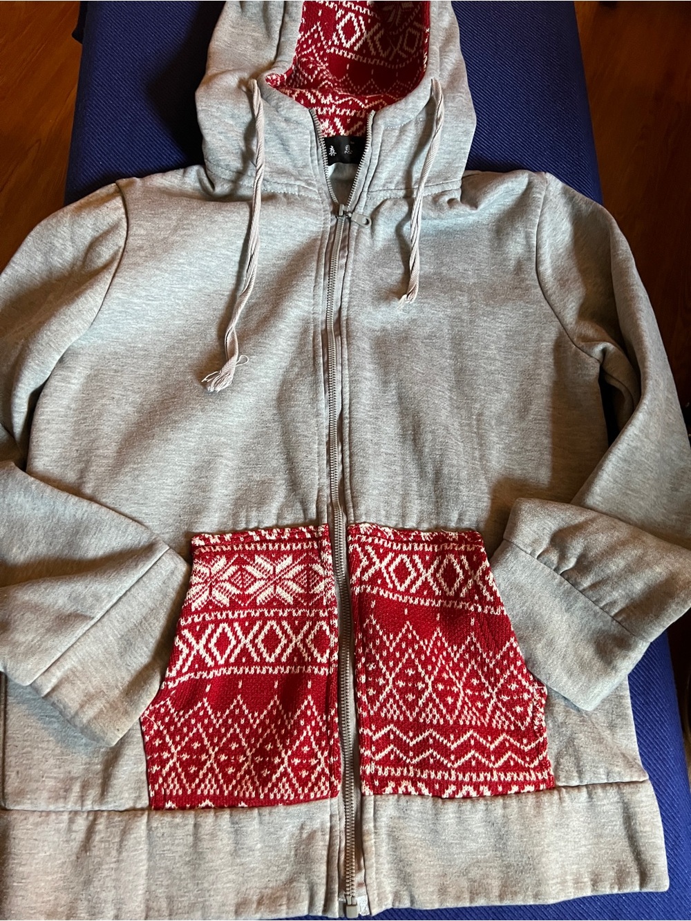 Women Jacket Zip-Up Sweatshirt Hoodie Gray Color Long Sleeve Fleece XL